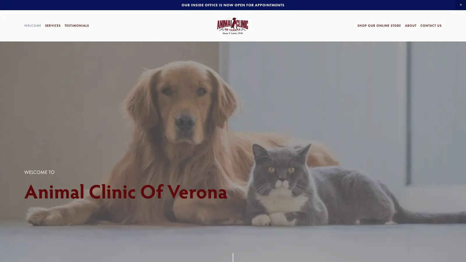 Animal Clinic of Verona website designed by Siren Song Marketing Group