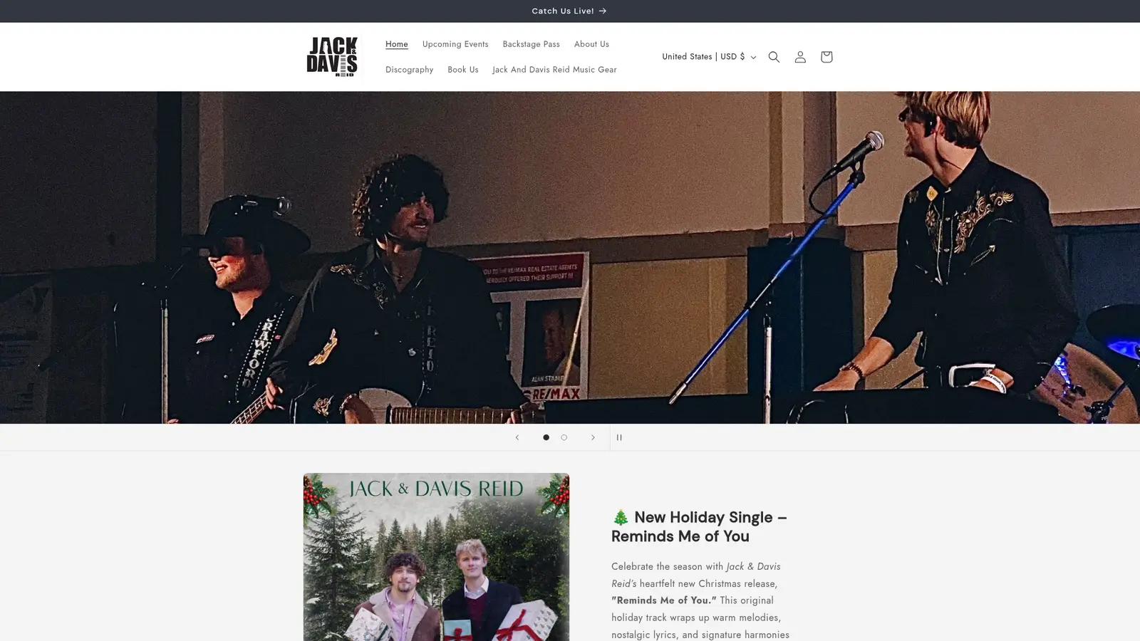 Jack & Davis Reid – Music Snapshots website designed by Siren Song Marketing Group