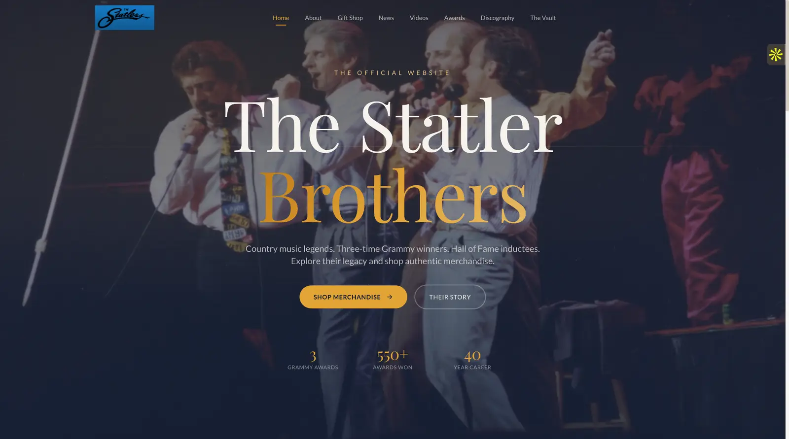 The Statler Brothers website designed by Siren Song Marketing Group